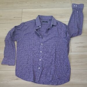 Hart Schaffner Marx Men's  Fleece Purple Checkered Shirt Size L